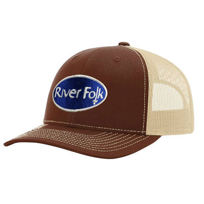 River Folk Fishtail Trucker Hat  SG Blades Camo/Brown