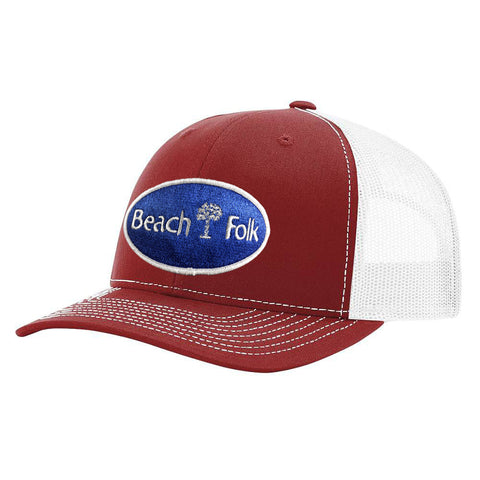 Beach Folk Sabal Palm Trucker Hat Navy/White/Red