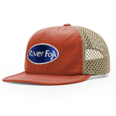 River Folk Fishtail Texas Orange and Khaki Mesh Hat