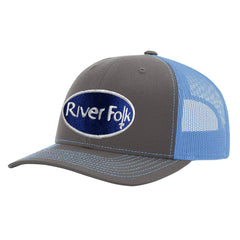 River Folk Fishtail Trucker Hat Charcoal/Columbia Blue