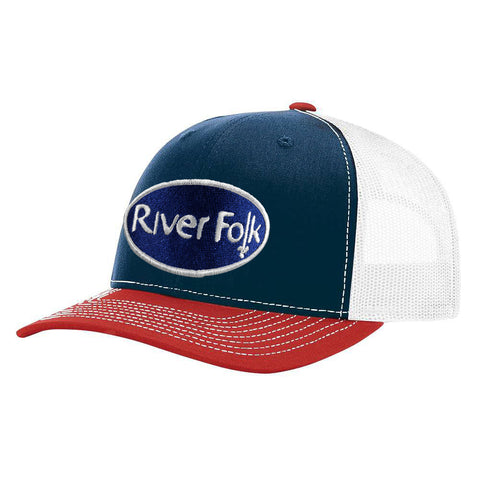 River Folk Fishtail Trucker Hat  SG Blades Camo/Brown